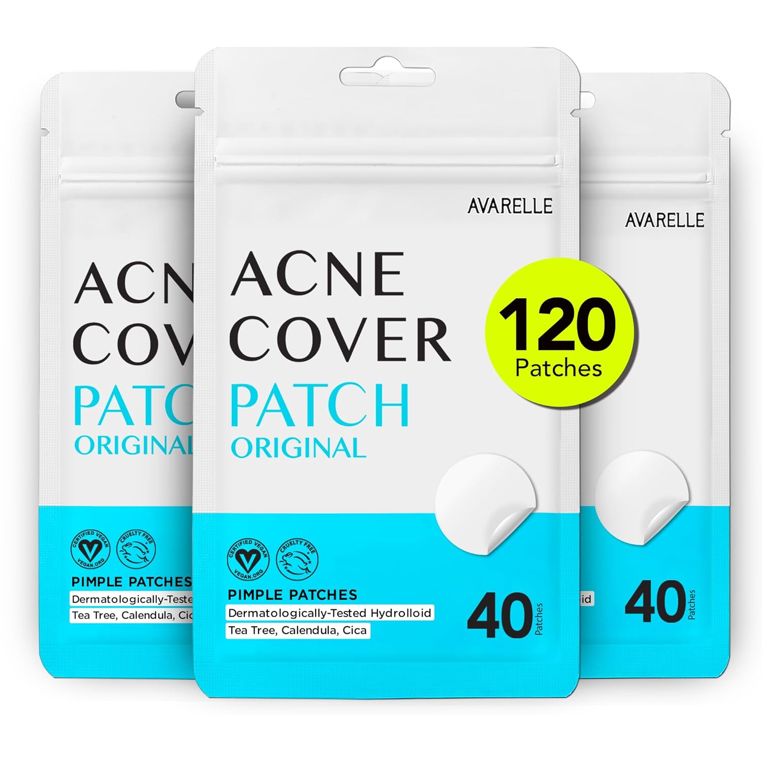 Acne Cover Patch Original 40CT (Size: Medium 10 - 14mm) for Pimple | Vegan, Cruelty Free, Carbon Free